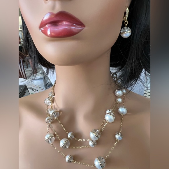 Coldwater Creek 🆕 Demi Bead Illusion earrings/necklace set in CC gift box - Picture 3 of 14